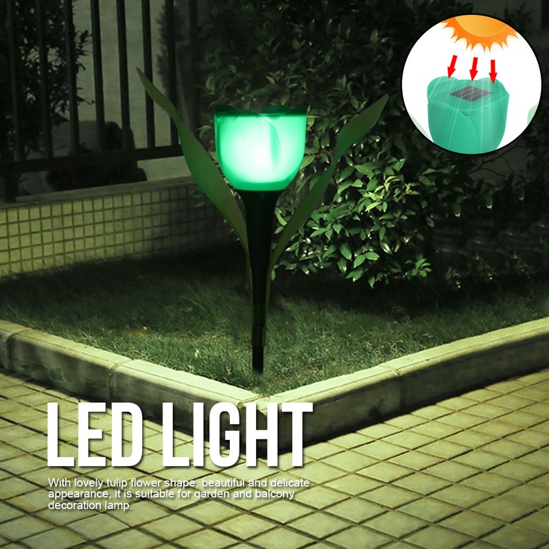 4Pcs Outdoor Solar Power Tulip LED Flower Light Waterproof Garden