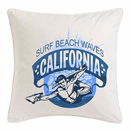 Reifen-Markt Microfibre Cushion Cover 40 x 40 cm Surf Beach Waves California Surfboard Longboard Surfboard Waves Beginner Shop in White