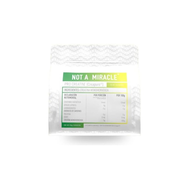 Pro Creatine Creapure® 450g, 90 Servicios Sin Sabor, Sin Rellenos,