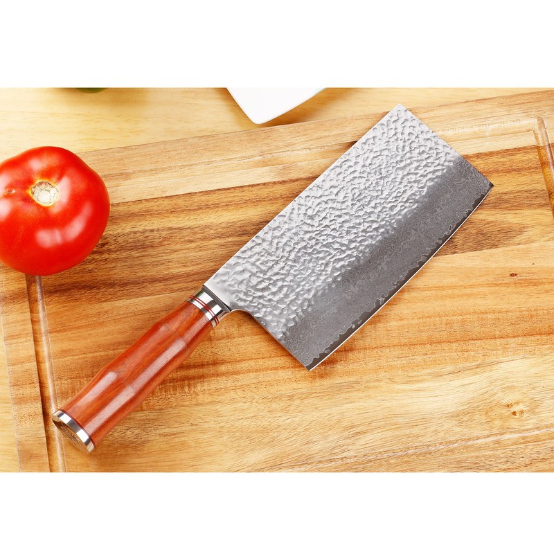 Sunlong Meat Cleavers 7 inch Damascus Vegetable Cleaver Japanese Hammered