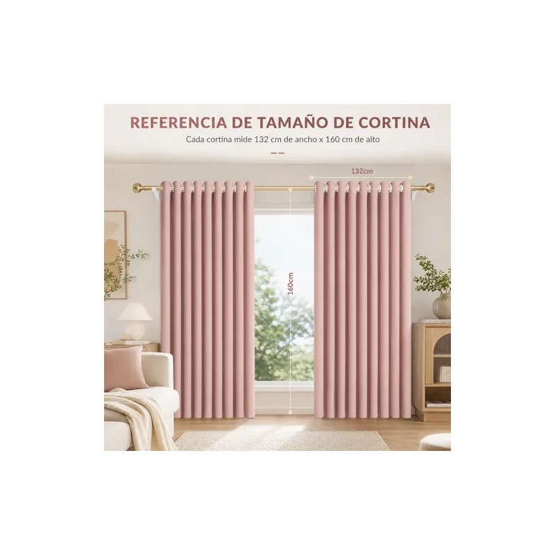 2 Panele Cortinas Blackout Para Ventana 265x160cm Habitacion