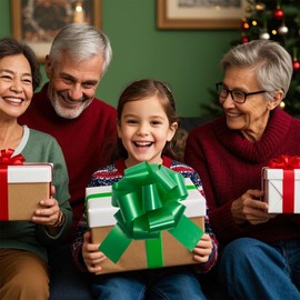 12 PCS 6 Inch Green Pull Bows - Perfect for Gift Wrapping, Wedding Decor, Car Bows, Birthday Parties, Christmas and Valentine's Day