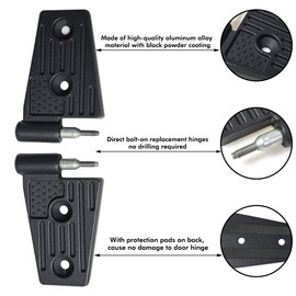 BESTAOO Door Hinge Kit for Jeep Wranlger Unlimited Rubicon Sahara Sports Accessories 2007-2018 JK JKU 4-Door, Heavy Duty Aluminum Alloy, 8 Piece (Black)