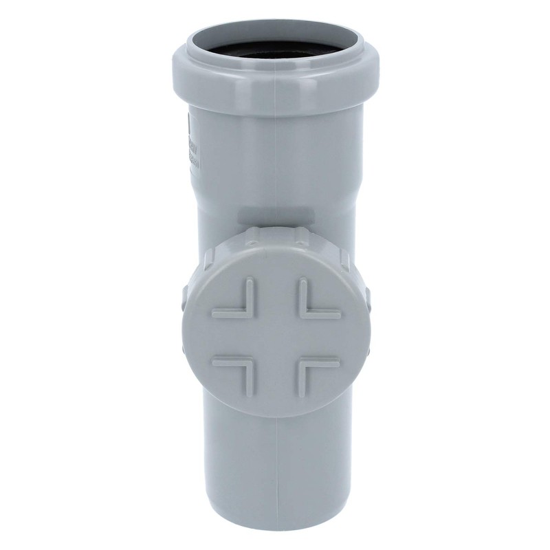 PP cleaning pipe, inspection pipe, diameter DN 50 mm, grey