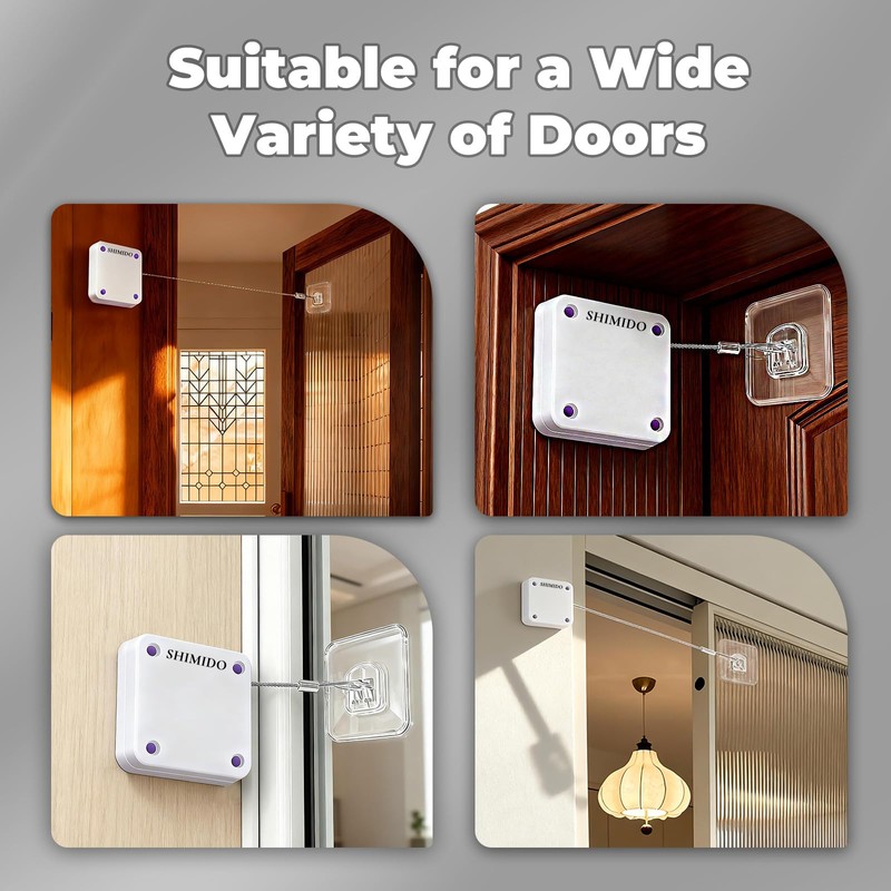 SHIMIDO Upgraded Retractable Automatic Door Closer - Tool-Free Installation, Powerful