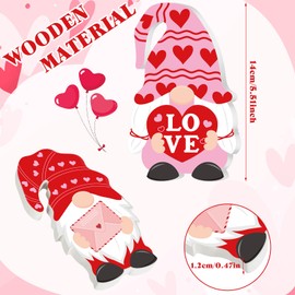 6 Pcs Valentines Day Decor Gnome Table Decorations Sign Red and Pink Wooden Tiered Tray Decor for The Home Table Valentines Day Gifts