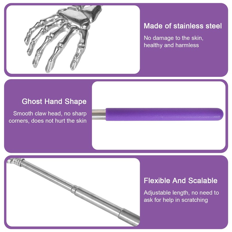 Pack of 6 Back Scratchers, Expandable Telescopic Back Scratcher, Stainless