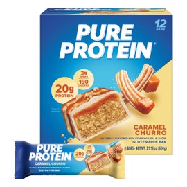 Pure Protein Caramel Churro Bars - 12 Count Box | 20g High Protein, Gluten-Free, On-the-Go Snack | Ideal Pre & Post-Workout Fuel | Low Sugar, Great Taste!