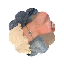 Aneneiceera Vintage Light Blue Moonstone Bracelet Silver CZ Star Chain Bracelet Round Blue Gemstone Bracelet Rhinestone Cross Hand Chain Bracelet Jewellery for Women and Girls, Zinc