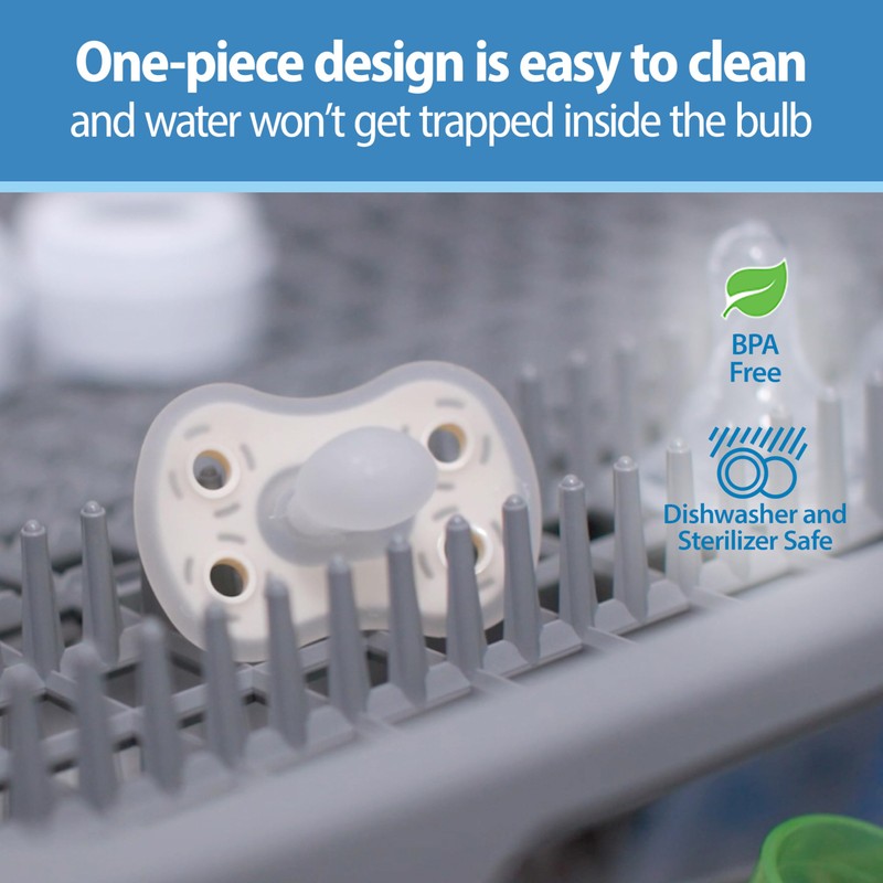 Dr. Brown's Advantage One-Piece Silicone Baby Pacifier, Fully Symmetrical Soother,