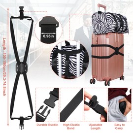 4 Pack Luggage Straps Set, Add a Bag Luggage Straps, TSA Approved Suitcase Straps Accessories with Buckles for Travel Family(Black, Medium)