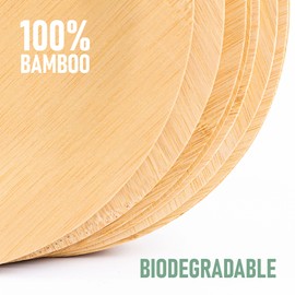 20-Pack Compostable & Disposable Bamboo Plates | Heavy Duty & Microwavable Palm Leaf Plates | 9-Inch Round Wooden Plates for Parties, Weddings, Barbeques, or Any Occasion by Taumo