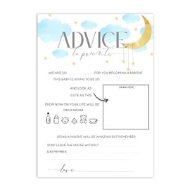 Baby Shower Game - Pack of 10 Whimsical Blue Twinkle Twinkle Little Star Baby Advice To Parents Cards (BSBLUEWHIMA2P)