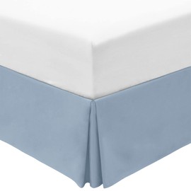 Mellanni Bed Skirt King Size - Bed Skirting - 15-Inch Tailored Drop Pleated Dust Ruffle - Hotel Luxury Bedding - Wrinkle, Fade, Stain Resistant - 1 Bedskirt (King, Blue Hydrangea)