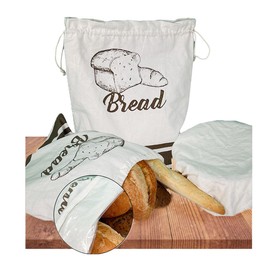 Reusable Linen Bread Bags(set of 3) with Lining Inner, Natural Linen 2 Bags for Homemade Bread, Bowl Cover for Baking, Perfect for Gift Giving, Keeps Fresh & Secure Bread