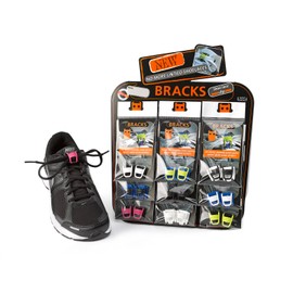 Shoe lace lock clip, innovative for all shoes, easy and effective, 1 pair, Bracks, orange-blue