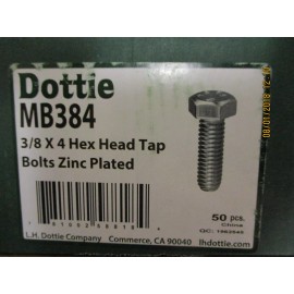 Dottie MB384 Dottie 3/8 X 4 Hex Head Tap Bolts Zinc Plated BRAND NEW! LOT OF 50