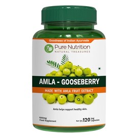 Pure Nutrition Amla Capsules (Indian Gooseberry) 1000 mg per Serving | 120 Veg Capsules | Amla Fruit Extract 500 mg + Powder 500 mg | Standardized Extract | Non-GMO Herbal Supplement