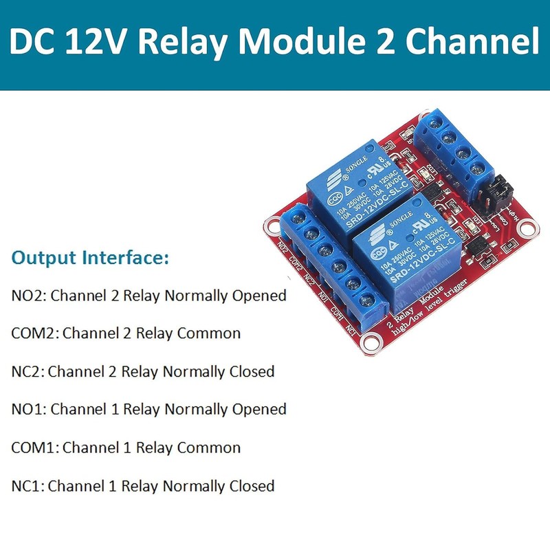 GTIWUNG Pack of 4 2 Channel 12 V Relay Module,