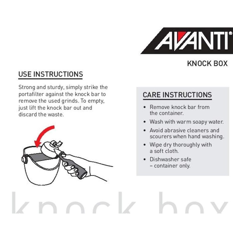 Avanti Compact Espresso Coffee Grounds Knock Box with Removable Knock