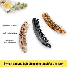 Zvorgath 5 Pcs Banana Hair Clips - Comb Hair Grips for Women and Girls, Tortoiseshell Hair Banana Combs Ponytail Holder for Thick Hair