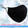 Purian Black Kids Face Masks, Washable Reusable Adjustable, Fits Kids