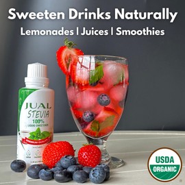 JUAL Natural Liquid Stevia Sweetener – 3.34 Fl Oz – Zero Calorie, Zero Sugar, Zero Carb – Stevia Drops for Coffee, Tea & Baking