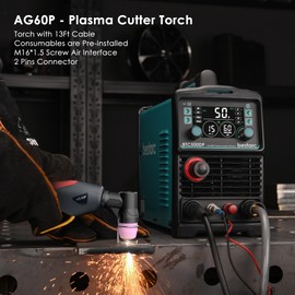 bestarc Pilot Arc Plasma Cutting Torch, AG60P 4 Meters High Frequency Air Plasma Cutting Torch AG60P Suitable for Plasma Cutter BTC500DP, BTC650DP, CUT55P (Red)