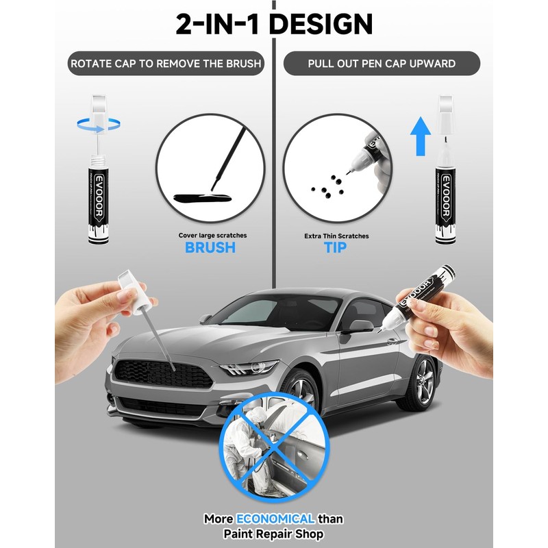 EVOOOR JS/M7432A Iconic Silver Metallic Touch Up Paint for Ford