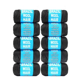 Ainimiu 10 Roll Dark Brown Brazilian Wool Hair for Braiding Hair Acrylic Yarn Crochet Box Braids Senegalese Twist Jumbo Braids Faux Locs Crochet Hair for Women Synthetic Braiding Hair Extensions