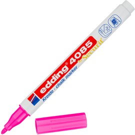 edding 4085 Chalk Marker – Neon Pink – 1 Chalk Pen – Bullet Tip 1-2 mm – Thin Chalk Pen for Blackboard, Wipeable – for Writing on Windows, Glass, Mirrors – Blackboard Pen with Opaque Colours