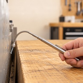 Telescopic Magnetic Pickup Tool with Flexible Neck and Pocket Clip for Retrieving Screws, Nuts and Small Metal Parts
