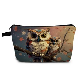 YULUENZE Owl Present Owls Makeup Bag Cute Small Organizer Bag with Zipper Vintage Owl Print Cosmetic Bag Birthday Presents for Owl Lovers Women Sisters Friends