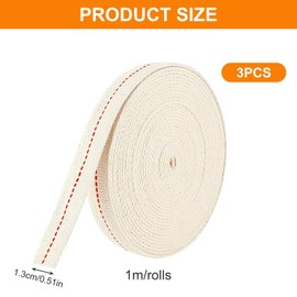 3Rolls Lamp Lantern Wicks,1.3cm Wide Flat Cotton Oil-Lamp Wick Replacement