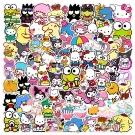 100 Pcs San_Rio Stickers for Laptop, Bumper, Skateboard, Water Bottles, Computer, Phone, Guitar, Cartoon Stickers for Kids Teens Adult