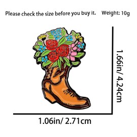 Leraverppy Enamel Pin Colorful Flower Western Boots Brooch Novelty Souvenir Pin Cowboy Shoes Badge Fashion Bouquet Pin Gift For Mother Elder Teacher Family friend DIY Jacket Canvas Bag BackpacK,