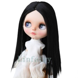 Linfairy 9-10 inch Doll Long Wig Long Hair (Centre Black)
