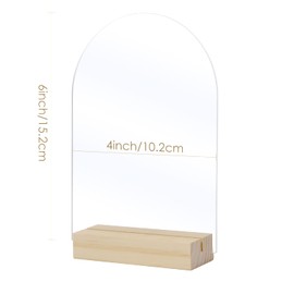 Frosted Arch Acrylic Sign with Wood Stand-10 Pack Blank Arched Acrylic Sheets with Base, DIY Frosted Acrylic Sign Blank for Table Numbers (Frosted, 4x6 Inch 10pack)