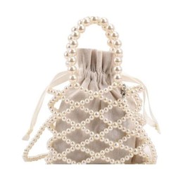 umely Pearl Handbag, Drawstring Type, Women's, Smaller, Handbag, Wedding, Formal After-party, White, Beaded Bag, Shoulder Bag, Shoulder Bag, white