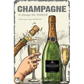 DODINO Retro Tin Sign Champagne Funny Saying as a Gift Idea for Champion Friends for Birthday Christmas as Decorative Sign