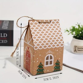 Kraft Paper Gift Box, 24pcs/set Christmas Themed Candy Box, Biscuit Candy Packaging Box, Gift Wrapping Supplies for Wedding Birthday Festival Party