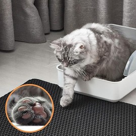 Cat Litter Mat, 23.6x15.7 Inch Honeycomb Double Layer Non-Slip Kitty Litter Box Mat, Waterproof and Urine Proof Cat Mat for Litter Catcher, Litter Box Mat Scatter Control (Black)