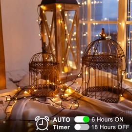 LumBelle 4 Pack String Lights Battery Operated, Each 23ft 70 LED Christmas Lights with Timer 8 Modes Fairy String Lights for Indoor Outdoor Wedding Garland Xmas Tree Decoration (Warm White)