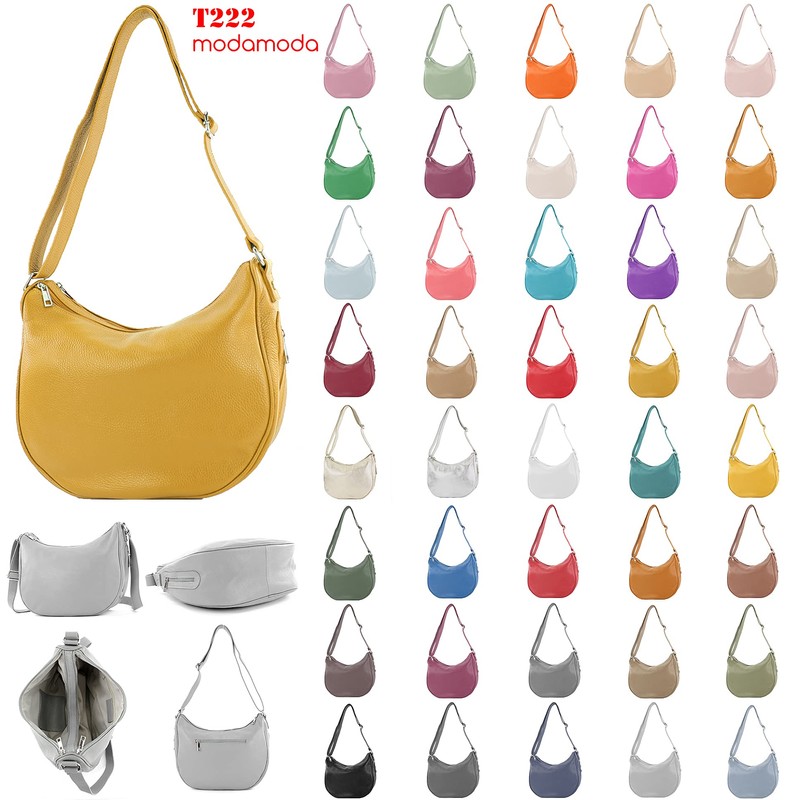 modamoda de - T222 - Italian Leather Shoulder Bag, Bordeaux