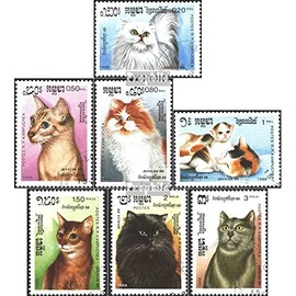 Cambodia 930-936 (complete.issue.) 1988 Cats (Stamps for collectors) cats