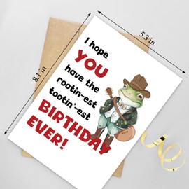 Naixiwen Frog Cowboy Birthday Card for Men Women, Funny Frog Birthday Card for Friend, Cute Birthday Card for Him Her, You Have The Rootinest Tootinest Birthday Ever