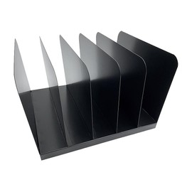 Huron Desktop File Organizer Vertical 5 Slot, Black Steel