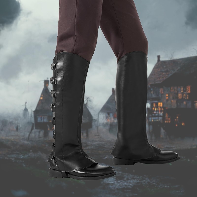 AGDGV Pirate Boot Covers - Faux Leather Steampunk Renaissance Costume