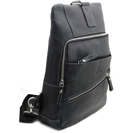 STARHIDE Mens Womens Real Leather Sling Backpacks Shoulder Cross body Rucksack Travel Messenger Bag 540 Black