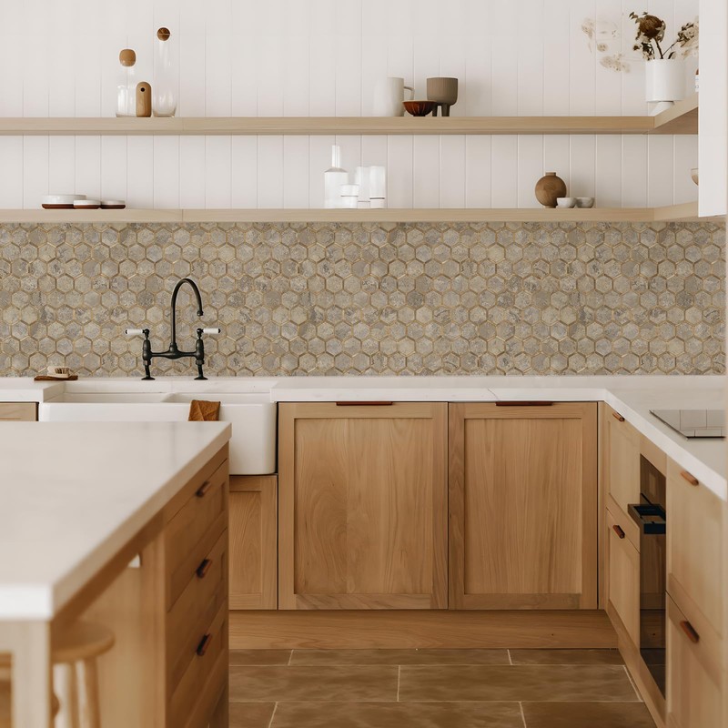 STICKGOO Hexagon Peel and Stick Backsplash Tile, Stick on Backsplash